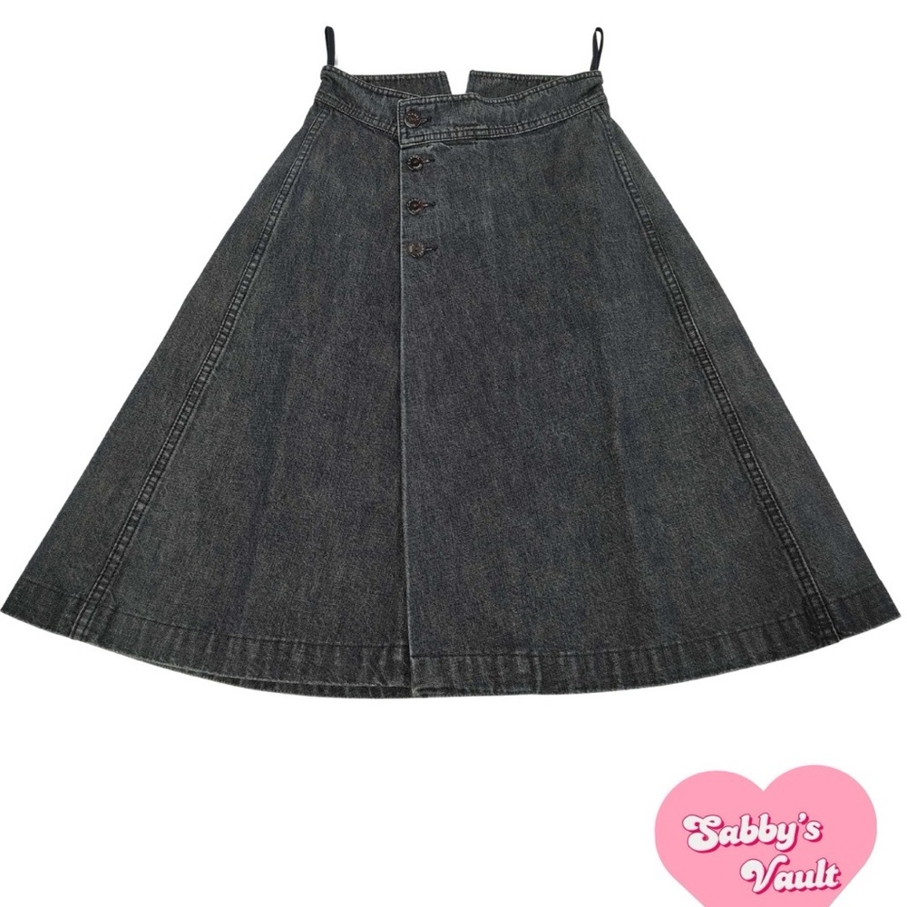 CHANEL High Waist Denim Flare Skirt 34 Waist 36cm Length 65cm Women
